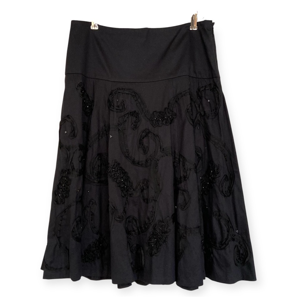 Laundry By Shelli Segal Black Embellished Midi Skirt, Women’s Size 4